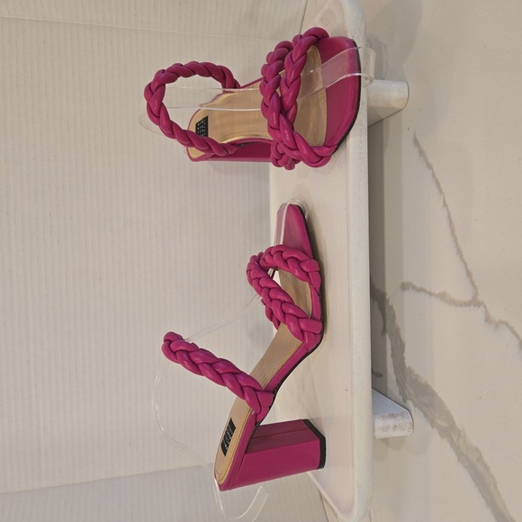 White House Black Market Adalynn Braided Block Heel Mule Sandals Pink Size 8 - Picture 3 of 10